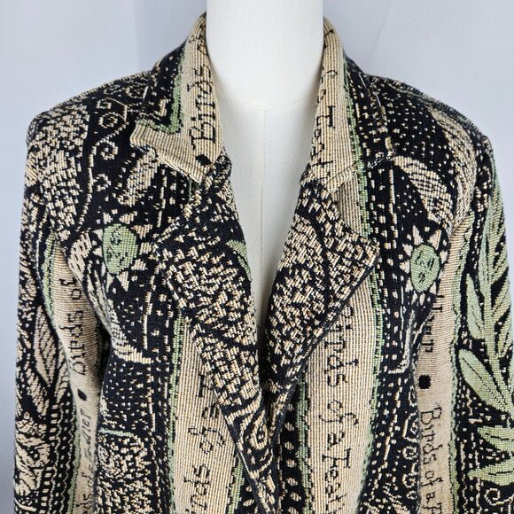 Unge-Potch-Ket Medium Tapestry Jacket By Its Outta The Bag, Birds Black Artsy - Picture 4 of 9